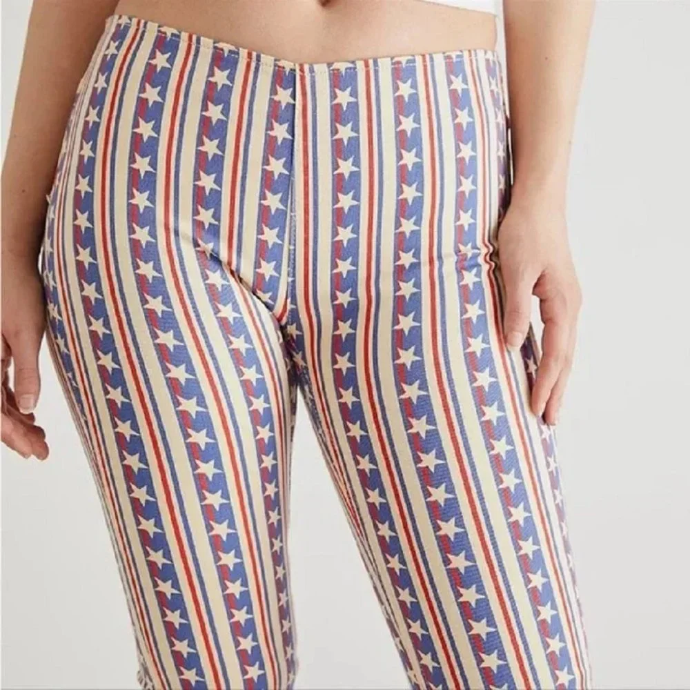 LAST PAIR !  Free People Stars Pants Penny Stripe Jeans American Flag USA - Picture 4 of 14